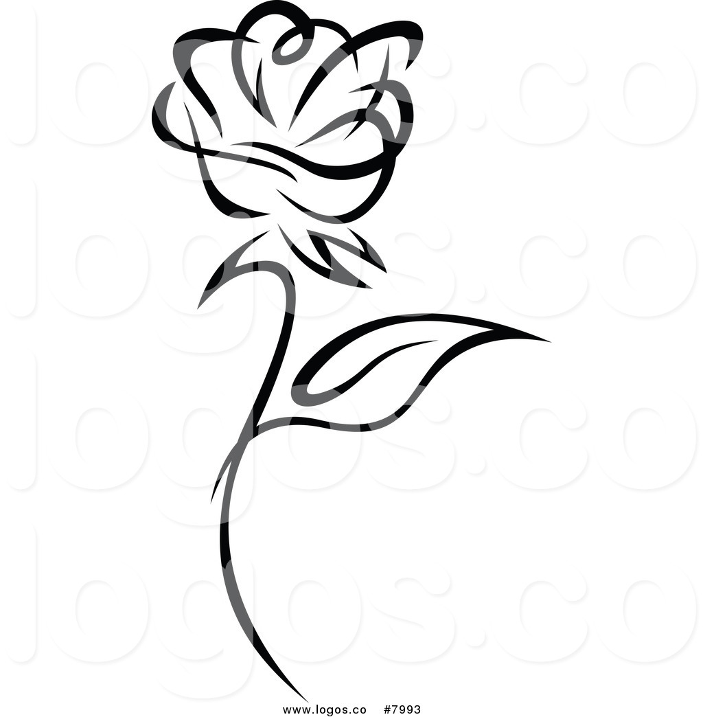 1024x1044 Royalty Free Clip Art Vector Of A Black And White Rose Logo
