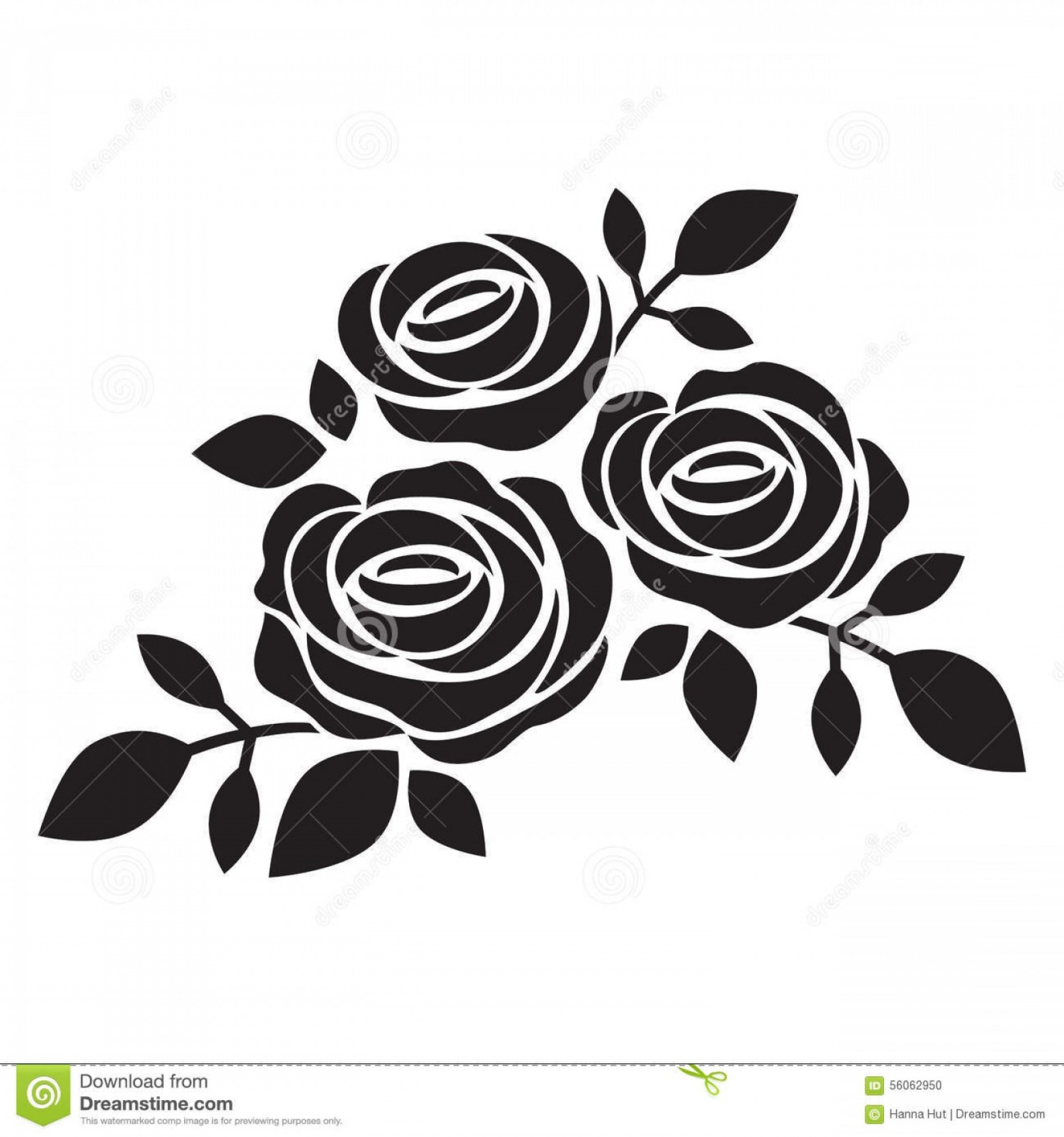 1872x2001 Stock Illustration Black Silhouette Rose Vector Illustration Image