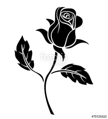 455x500 Black Silhoutte Of Rose Vector Illustration Stock Image