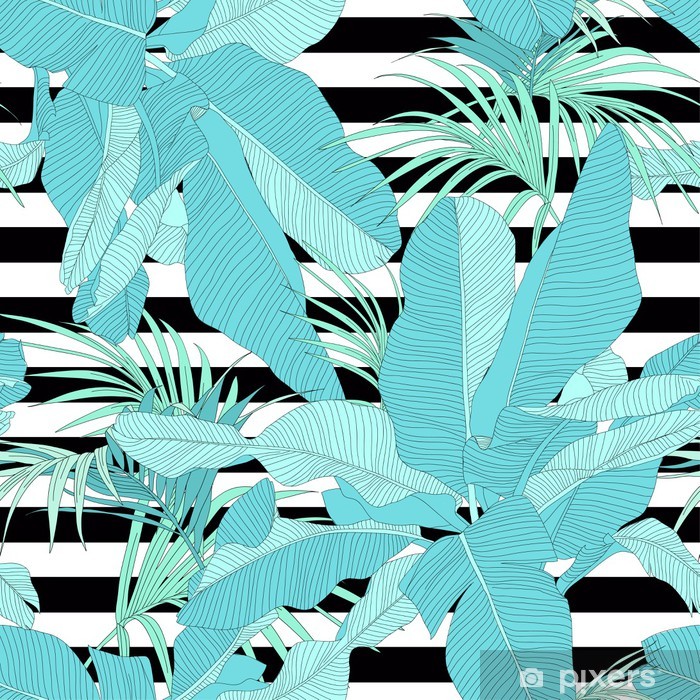 Trendy Tropical Fabric Seamless Pattern, Palm Leaves On Black 700x700 Trendy Tropical Fabric Seamless Pattern, Palm Leaves On Black