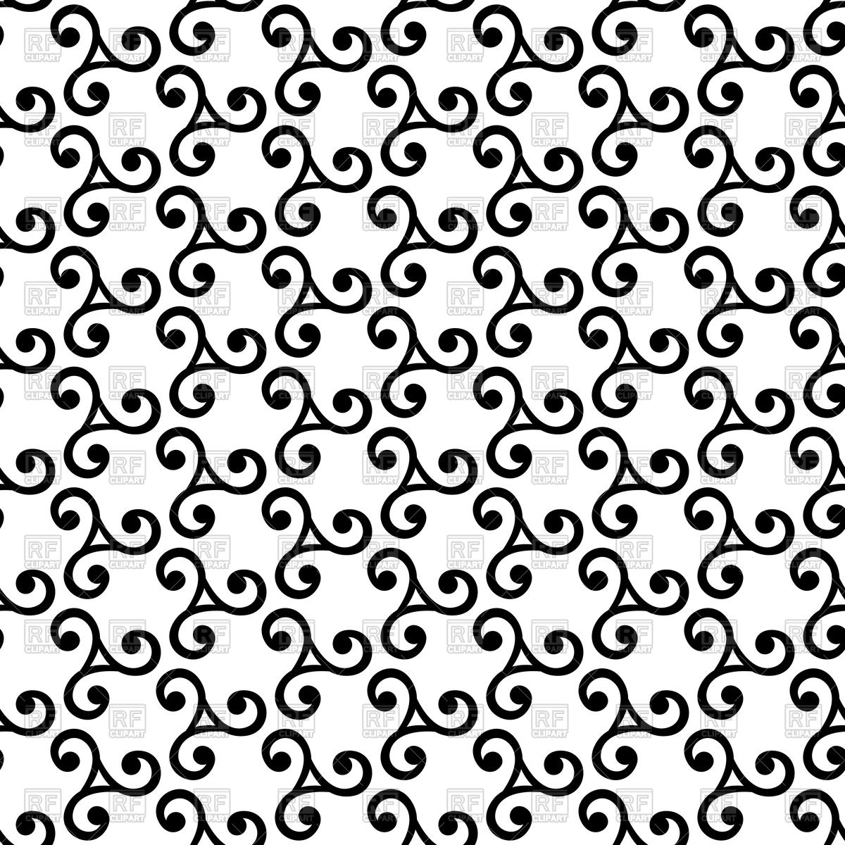 1200x1200 Geometric Seamless Pattern With Black Swirls On White Background