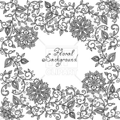 400x400 Black And White Floral Pattern Of Spirals And Swirls Vector Image