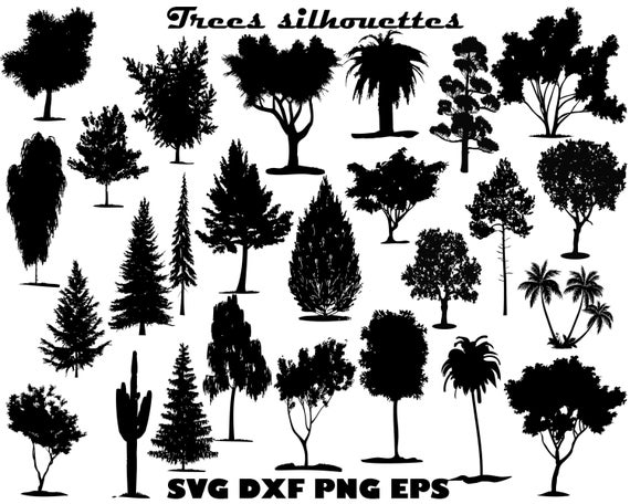 570x456 Tree Silhouette Tree Clipart Tree Vector Trees Tree Etsy