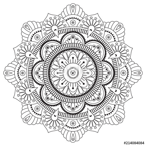 500x500 Black And White Mandala Vector Isolated On White Vector Circular