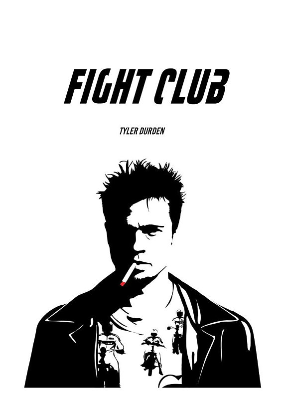 570x806 Tyler Durden Poster, Fight Club Poster, Black And White, Vector