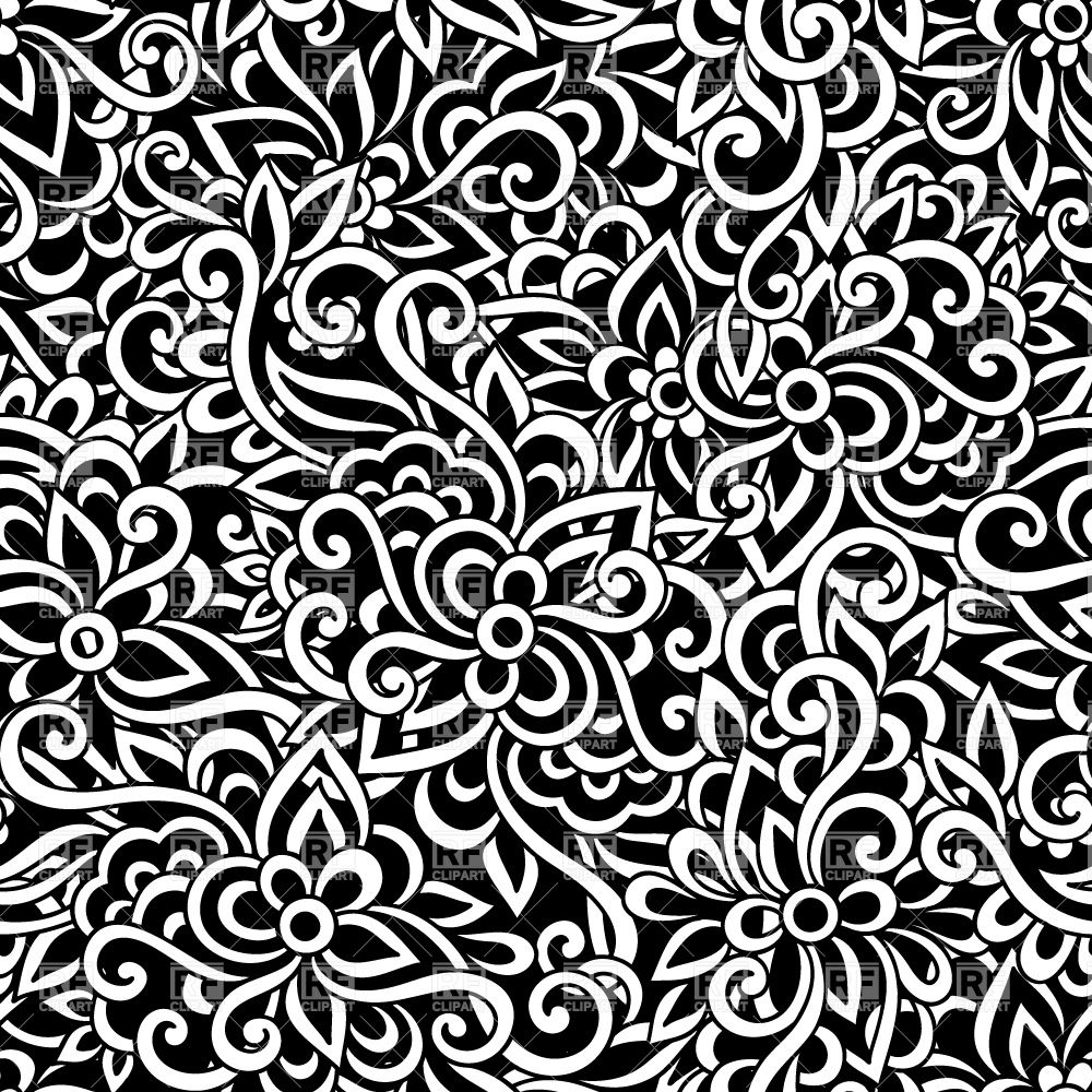 Black And White Floral Seamless Pattern Vector Image 1000x1000 Black And White Floral Seamless Pattern Vector Image