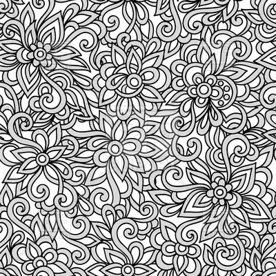 Seamless Black And White Background Made Of Ornamental Flowers 400x400 Seamless Black And White Background Made Of Ornamental Flowers