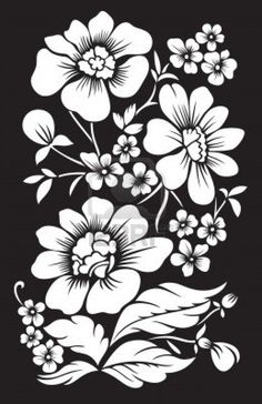 Black And White Vector Flowers