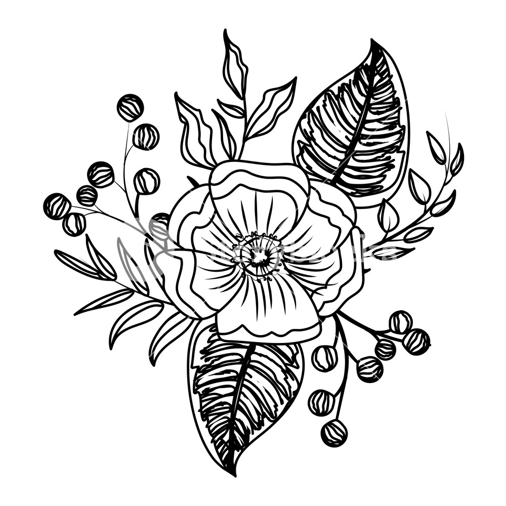 Black And White Vector Flowers At Vectorified.com | Collection Of Black ...