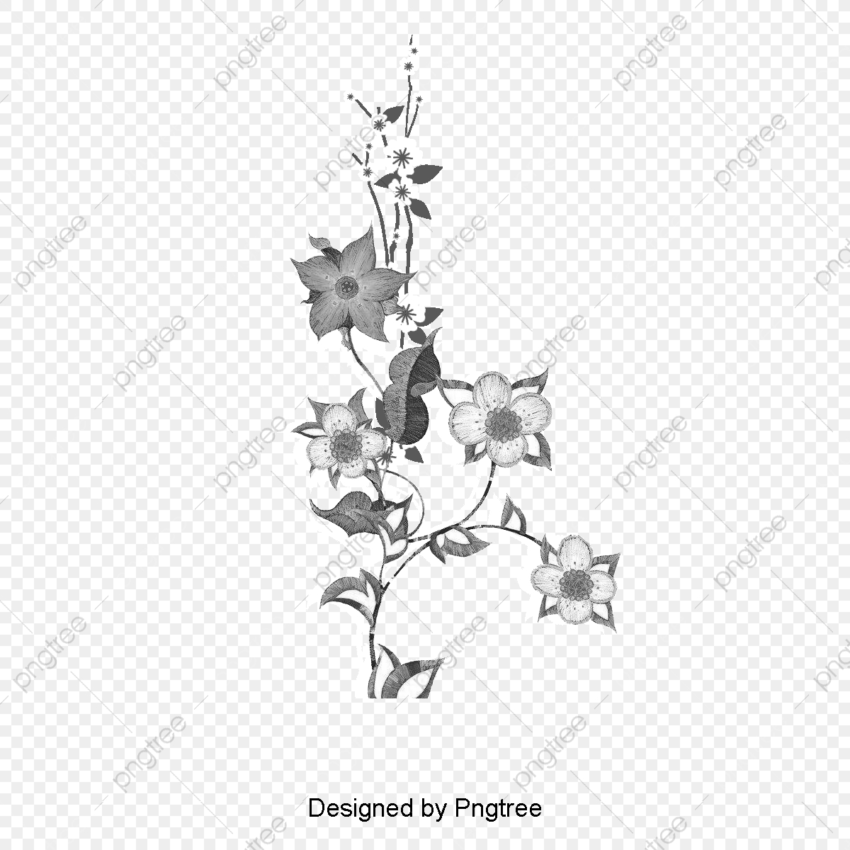 Black And White Decorative Background Vector Flowers Branch 1200x1200 Black And White Decorative Background Vector Flowers Branch