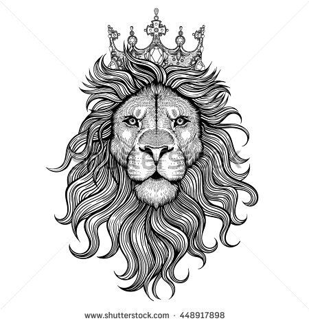 450x470 Vector Black And White Tattoo King Lion Illustration Art Lion