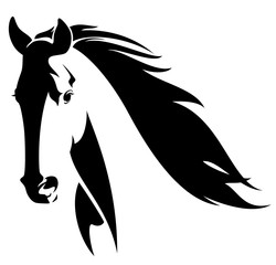 250x240 Wild Horse Head Black And White Vector Design Stock Image