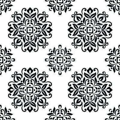 400x400 Black And White Wallpaper Pattern Seamless With Stylized Flowers