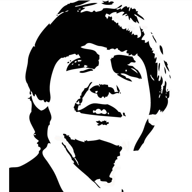 672x672 Black And White Vector Of Paul Mccartney In Photo Shop Image