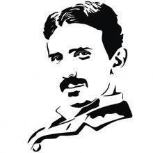 220x220 Black And White Vector Portrait Of The Famous Inventor, Physicist