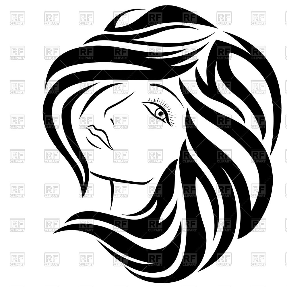 1000x1000 Attractive Young Girl Half Turn Portrait With Stylish Hair Vector
