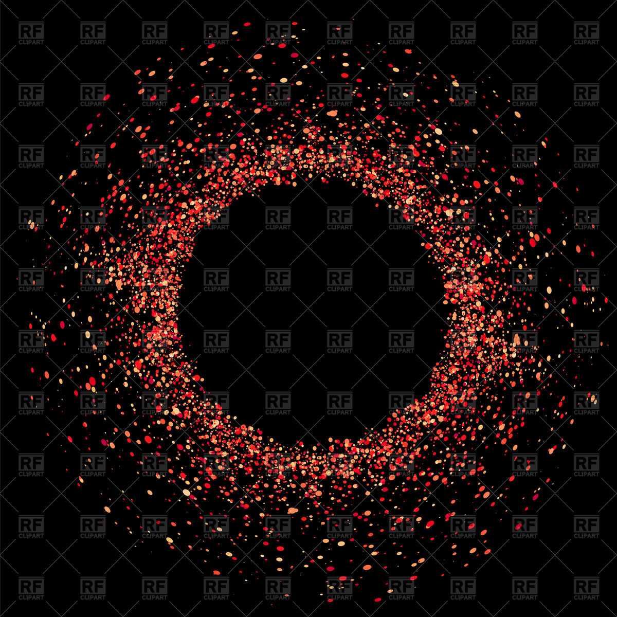 1200x1200 Red And Orange Confetti Around The Center On Black Background