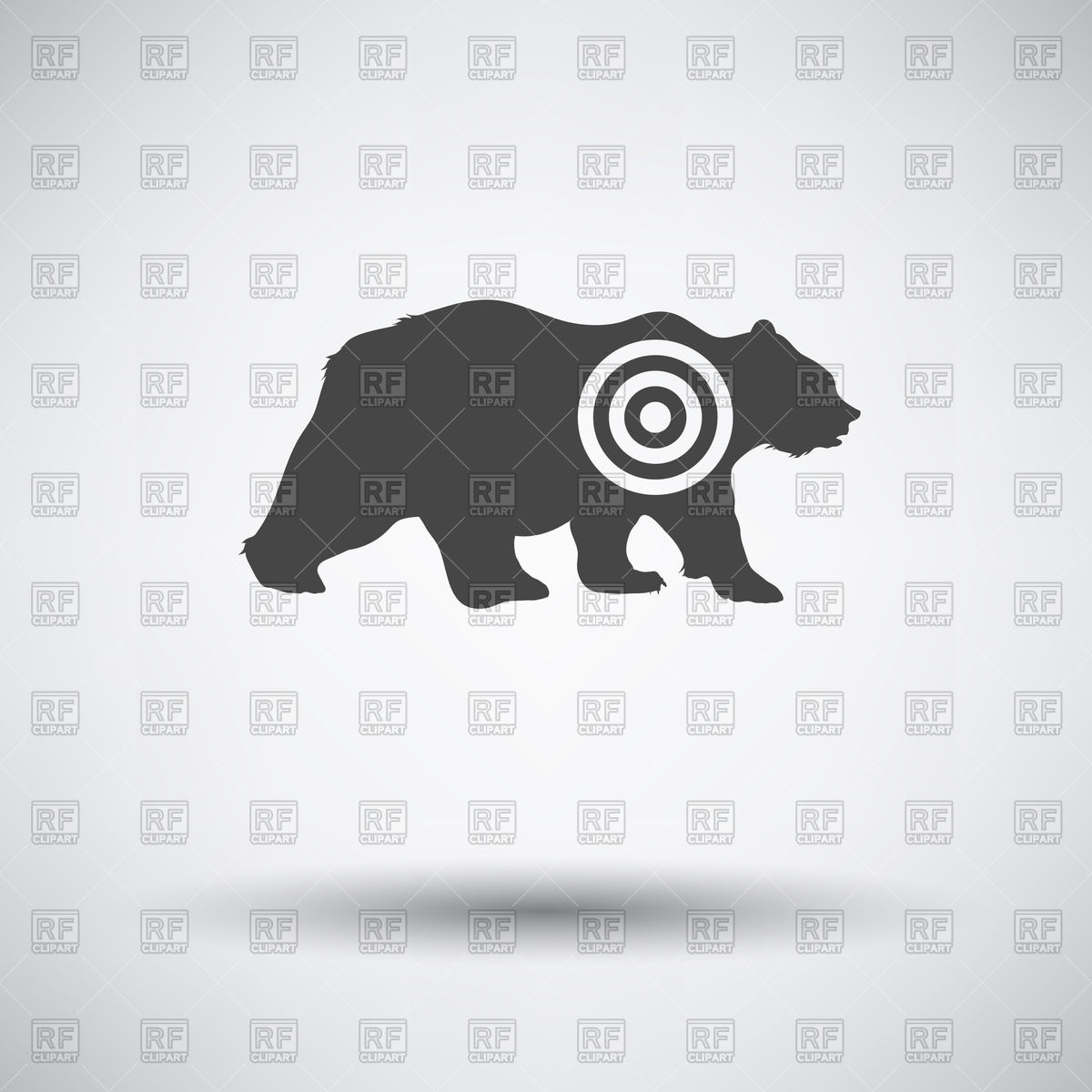 1200x1200 Bear Silhouette With Target Icon On A Gray Background Vector Image
