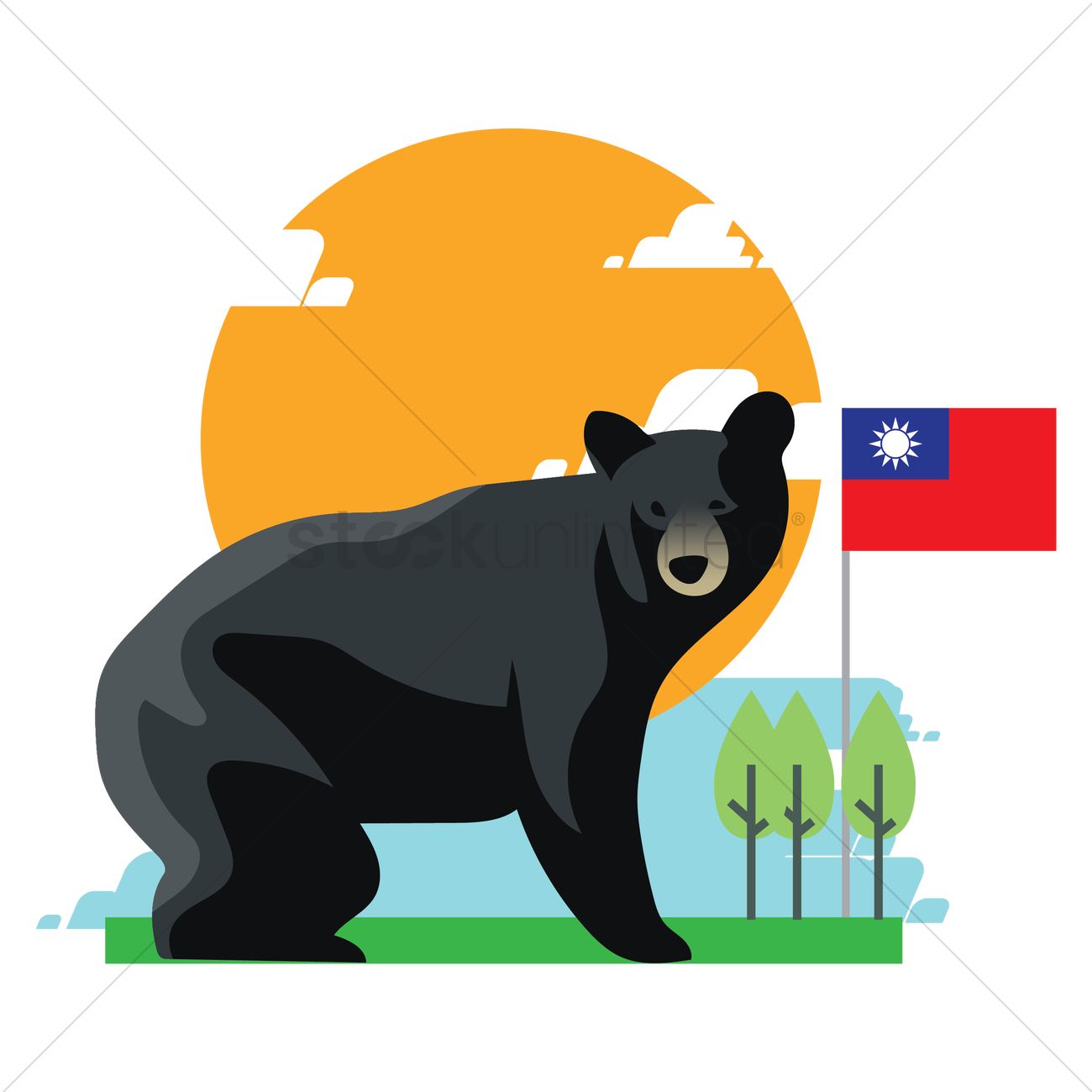 1300x1300 Formosan Black Bear Vector Image