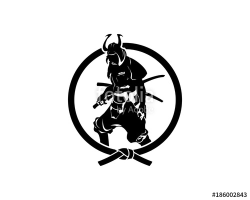 500x400 Black Ninja Ronin Like Samurai With Sword, Armor, And Iron Helmet