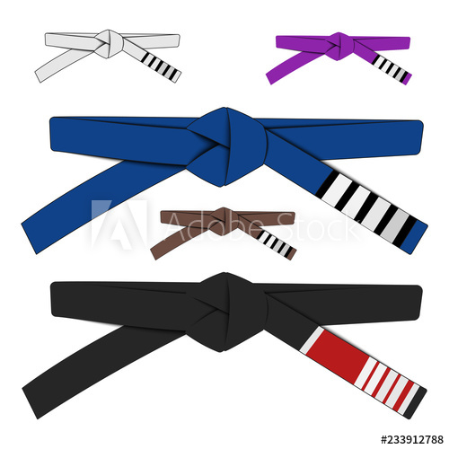 500x500 Brazilian Jiu Jitsu Adult Belts Rank System Vector Illustration