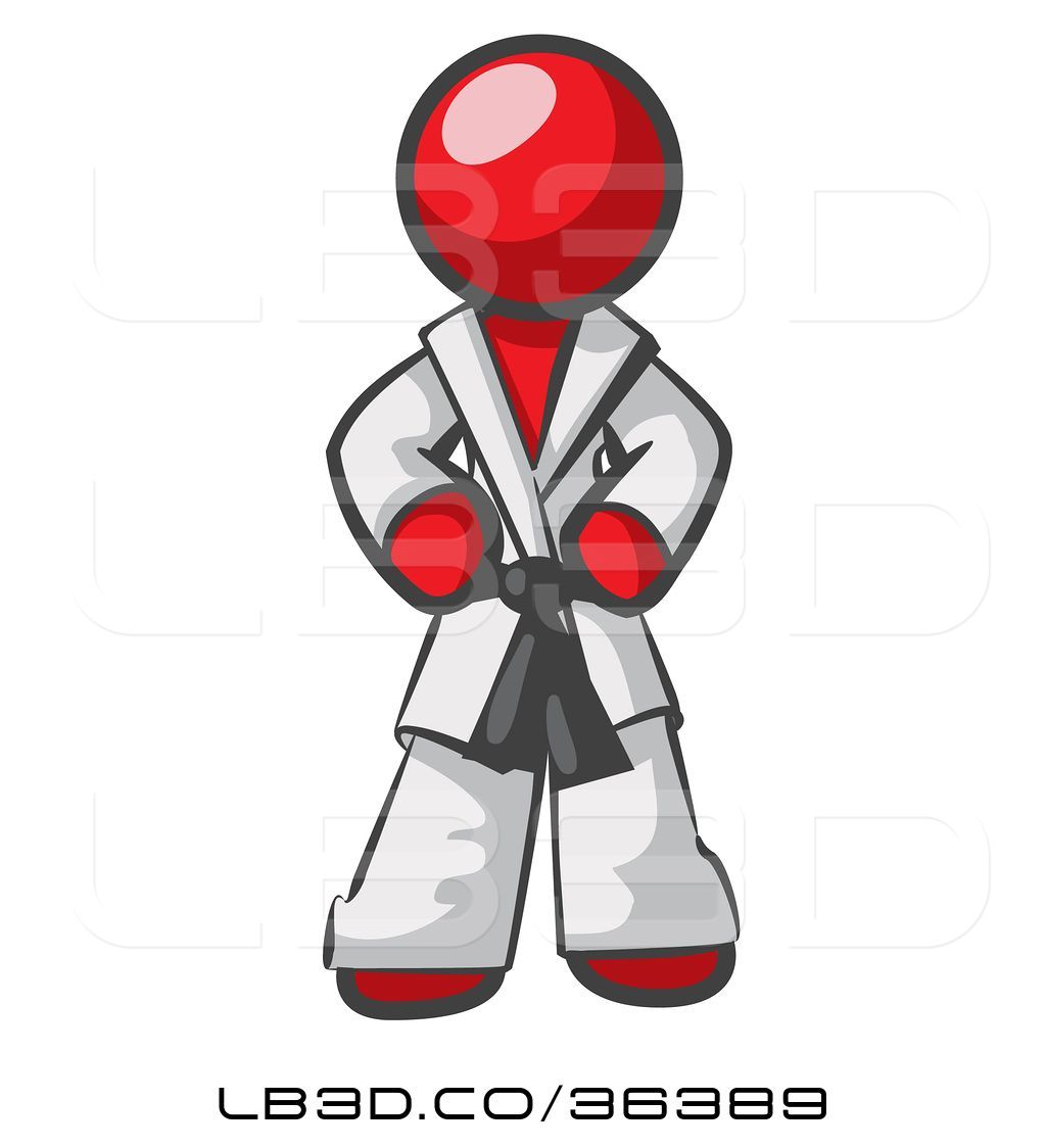 1024x1124 Vector Illustration Of Tough Red Guy In A White Karate Suit