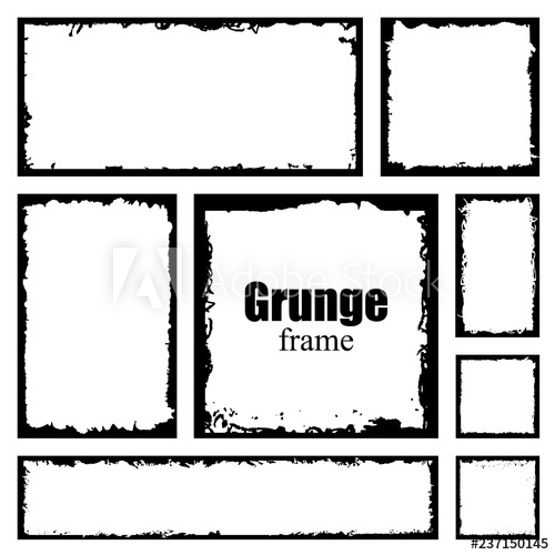 Set Of Ink Grunge Frames With Damaged Edges Black Distress Border 500x500 Set Of Ink Grunge Frames With Damaged Edges Black Distress Border