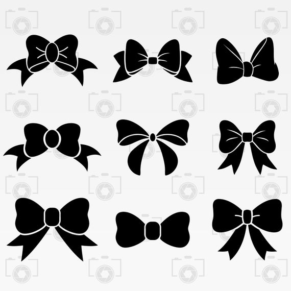 570x570 Bow Bow Vector Bow Silhouette Bow Digital Clipart Etsy