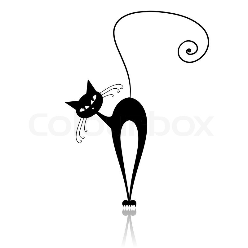 800x800 Black Cat Silhouette For Your Design Stock Vector Colourbox