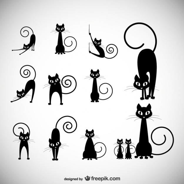 626x626 Black Cat Silhouettes Vector Free Download