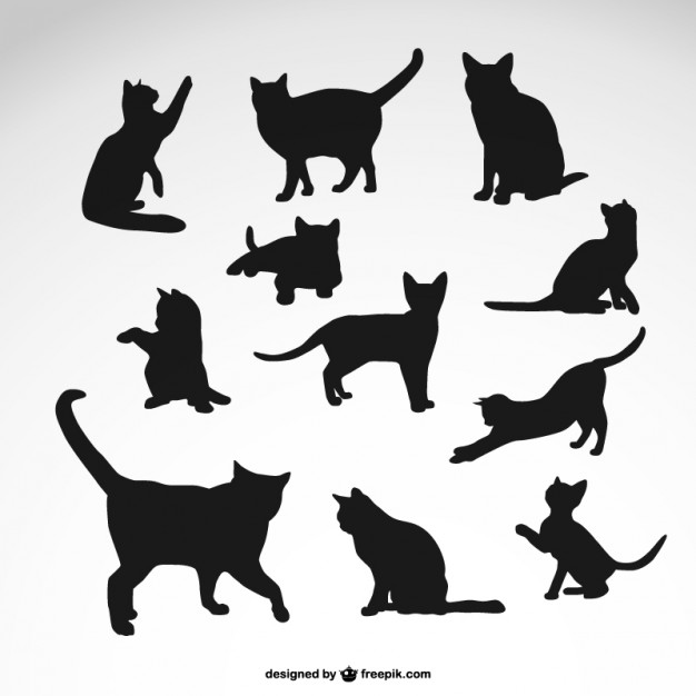 626x626 Black Cat Silhouettes Set Vector Free Download