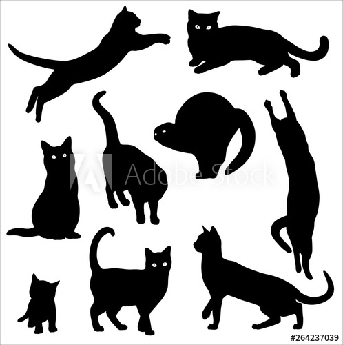 498x500 Cats Silhouette Vector Set Black Cat
