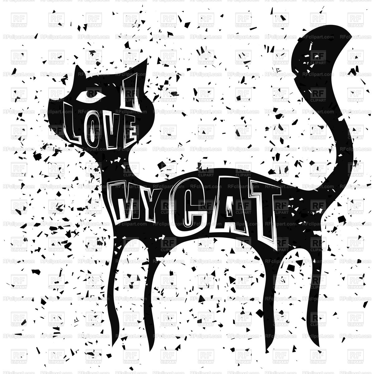 1200x1200 Print Of Cat Silhouette On Grunge Background Black Cat Stamp