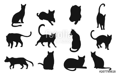 500x315 Set Of Black Cat Vector Black Cat Silhouette On White Background