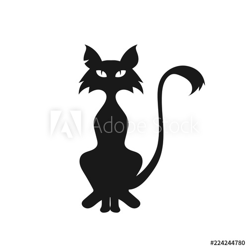 500x500 Black Cat Vector