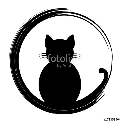500x500 Black Silhouette Of Cat Vector Illustration Stock Image