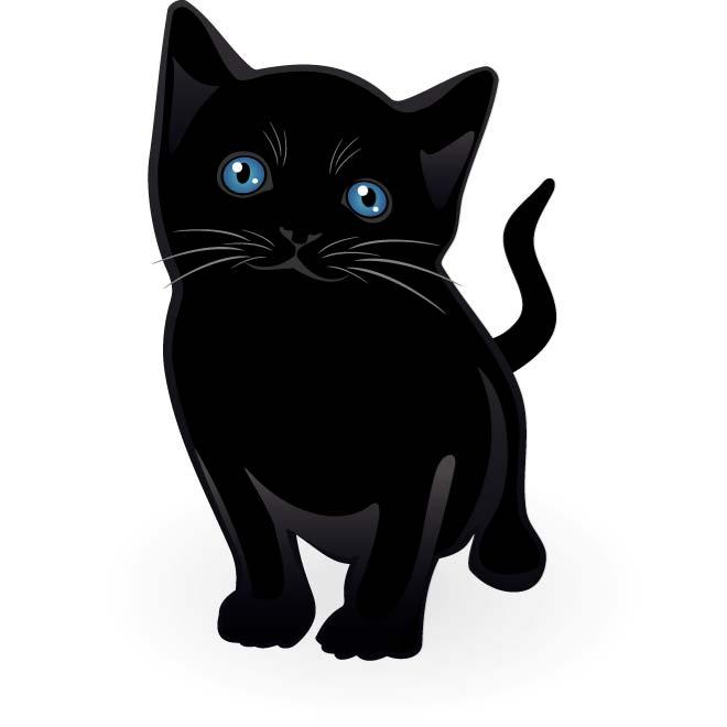 660x660 Cute Black Cat Vector