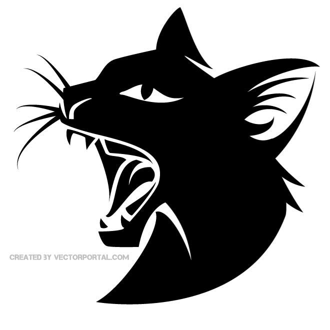 660x660 Wild Black Cat Vector Image