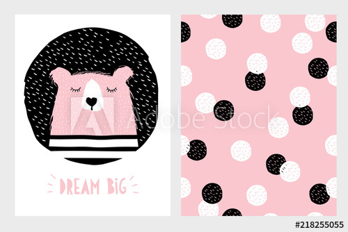 500x334 Abstract Hand Drawn Sleeping Bear Vector Design Cute Bear Wearing