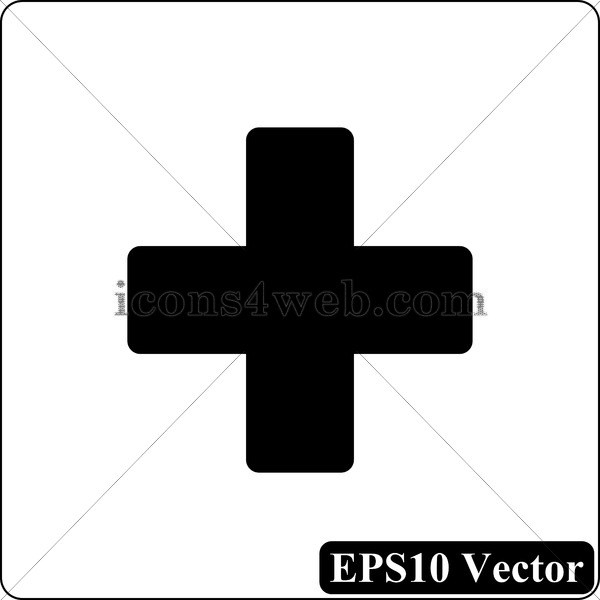600x600 Heart With Cross Black Icon Vector