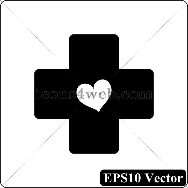 600x600 Heart With Cross Vector Icon
