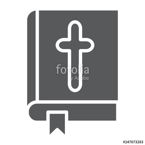 500x500 Bible Glyph Icon, Church And Religion, Book With Cross Sign