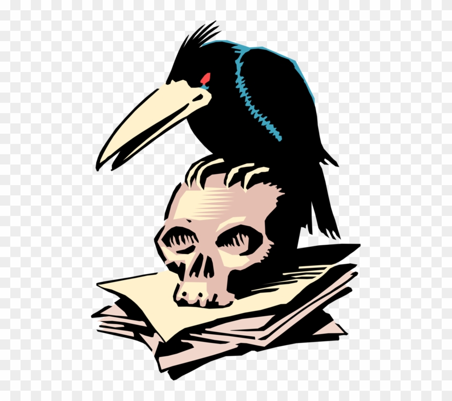 Vector Illustration Of Black Crow Bird Sits On Human 880x780 Vector Illustration Of Black Crow Bird Sits On Human