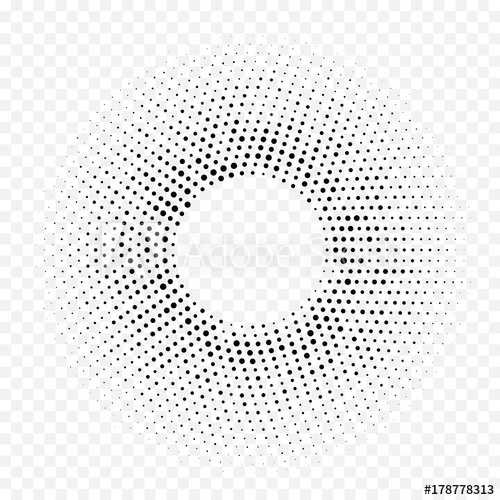 500x500 Halftone Dotted Circular Pattern Geometric Background Vector