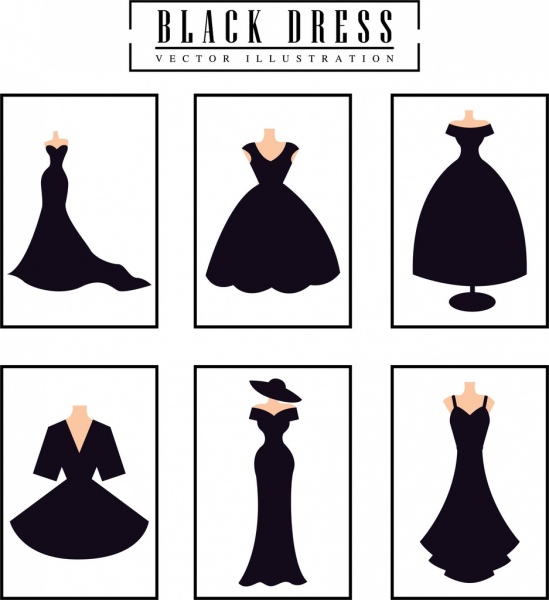 Black Dresses Design Collection Various Flat Isolation Free Vector 549x600 Black Dresses Design Collection Various Flat Isolation Free Vector