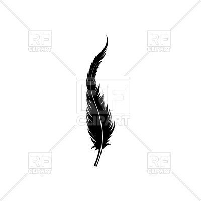400x400 Black Feather On White Background Vector Image Of Objects