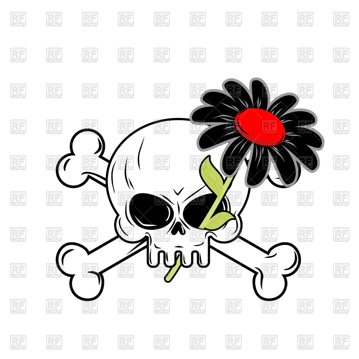 1200x1200 Black Flower Of Death And Skull Vector Image Of Icons And Emblems