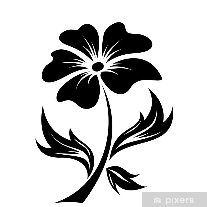 700x700 Black Silhouette Of Flower Vector Illustration Poster Pixers