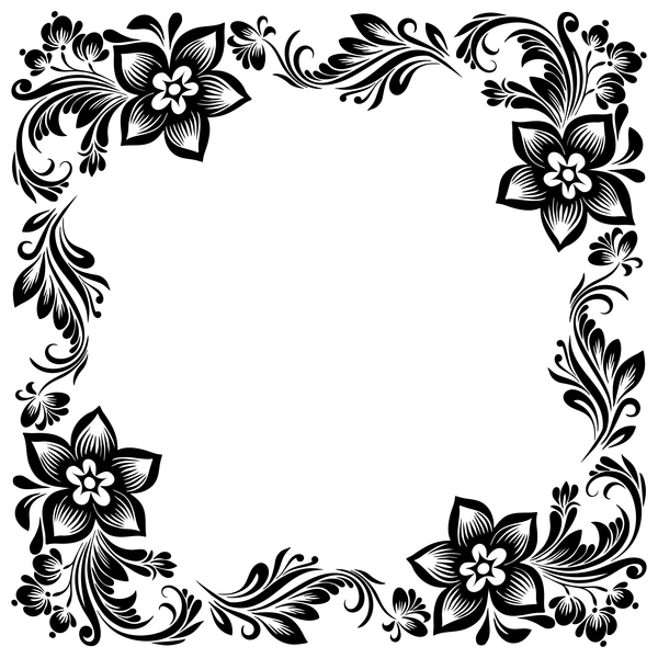 600x600 Black Flower Decorative Frame Vectors Material Free Download