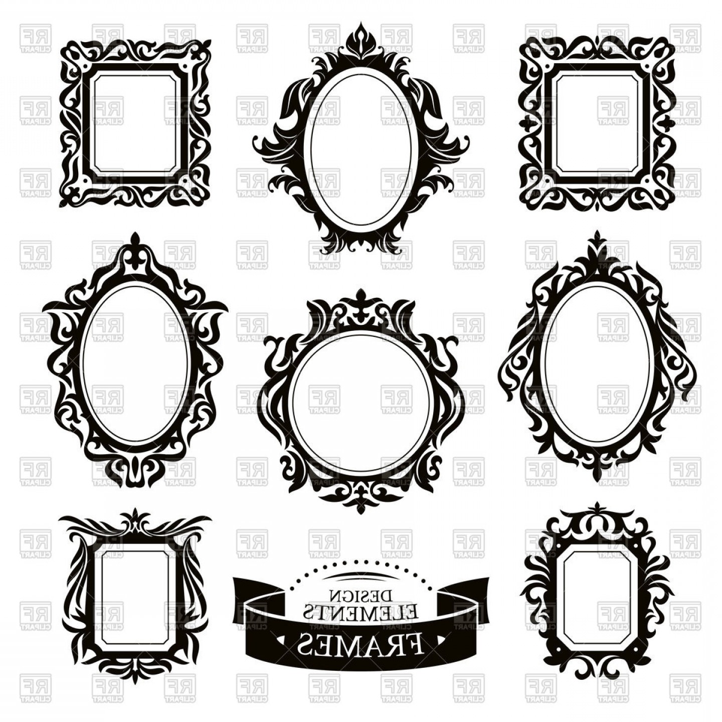 1440x1440 Set Of Vintage Baroque Frames Vector Clipart Soidergi